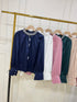 Pearl Round Neck Long Sleeves Satin Tops